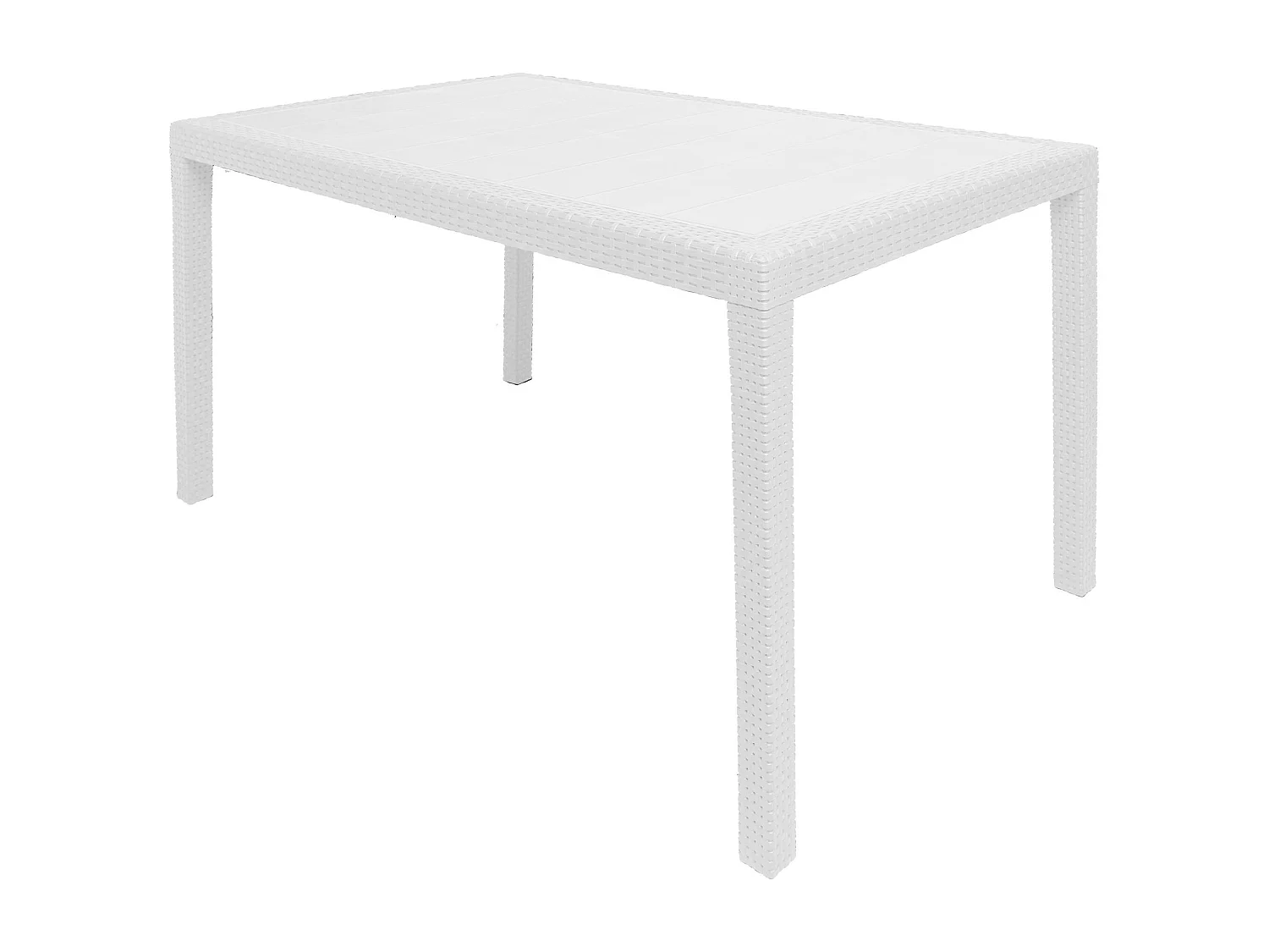 Table d'extérieur Portici, Étagère à manger rectangulaire, Table de jardin polyvalente effet rotin, 100% Made in Italy, 150x90h72 cm, Blanc