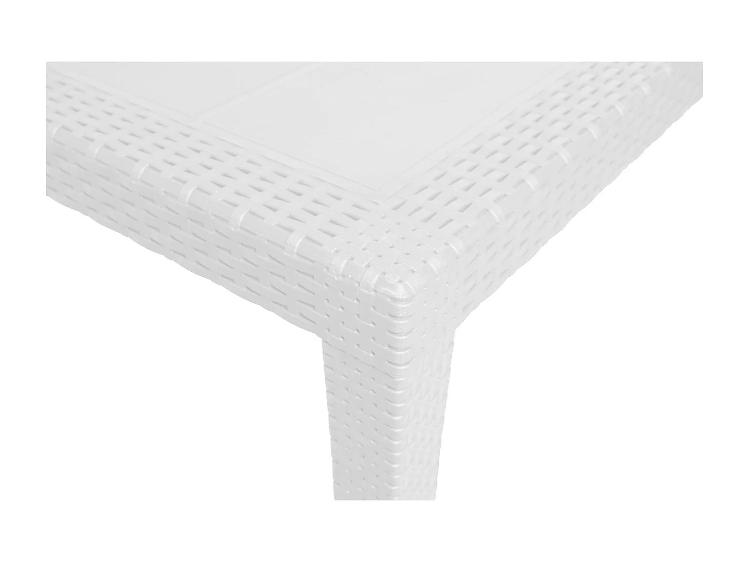 Tavolo da esterno Portici, Tavolo rettangolare da pranzo, Tavolo da giardino multiuso effetto rattan, 100% Made in Italy, 150x90h72 cm, Bianco