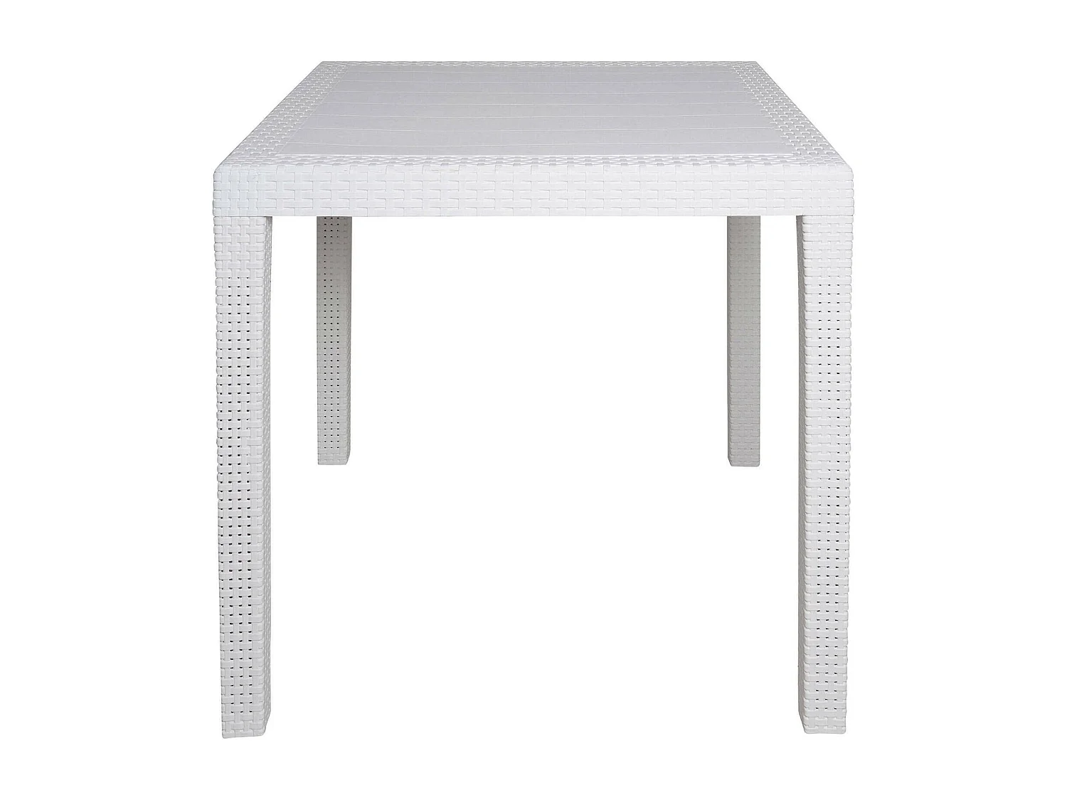 Mesa de exterior Agrigento, Mesa de jardim quadrada, Mesa de centro fixa com efeito rattan, 100% Fabricado em Itália, 80x80h72 cm, Branco
