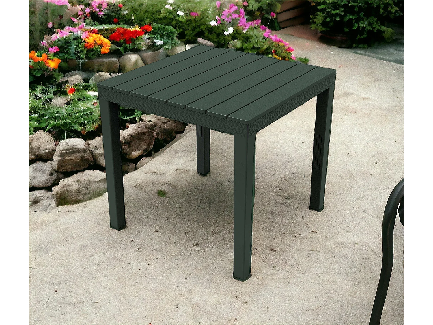 Tavolo da esterno Vicenza, Tavolo quadrato da giardino, Tavolino fisso indoor e outdoor, 100% Made in Italy, 100% Made in Italy, 78x78h72 cm, Antracite