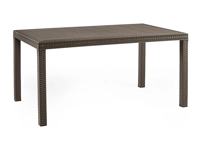 Tavolo da esterno Giove, Tavolo rettangolare da giardino, Tavolo da giardino multiuso effetto rattan, 100% Made in Italy, 150x90h74 cm, Marrone