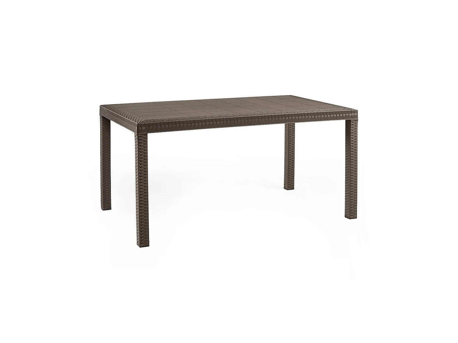 Table d'extérieur Giove, Etagère de jardin rectangulaire, Table de jardin polyvalente effet rotin, 100% Made in Italy, 150x90h74 cm, Marron