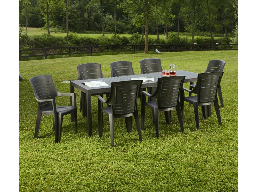 Mesa de exterior Susa, Mesa de jantar extensível retangular, Mesa extensível de jardim, 100% Fabricado em Itália, 150x90h72 cm, Antracite