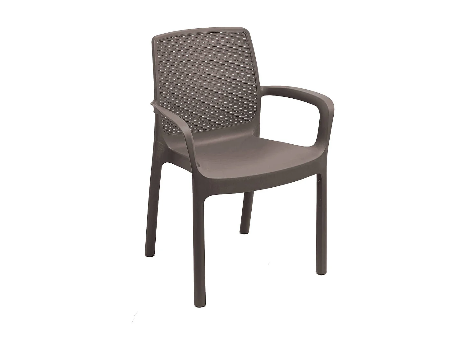 Ensemble de 4 chaises d'extérieur Dnardin, sièges de jardin, chaise de table à manger, fauteuil d'extérieur effet rotin, 100% Made in Italy, 54x60h82 cm, marron