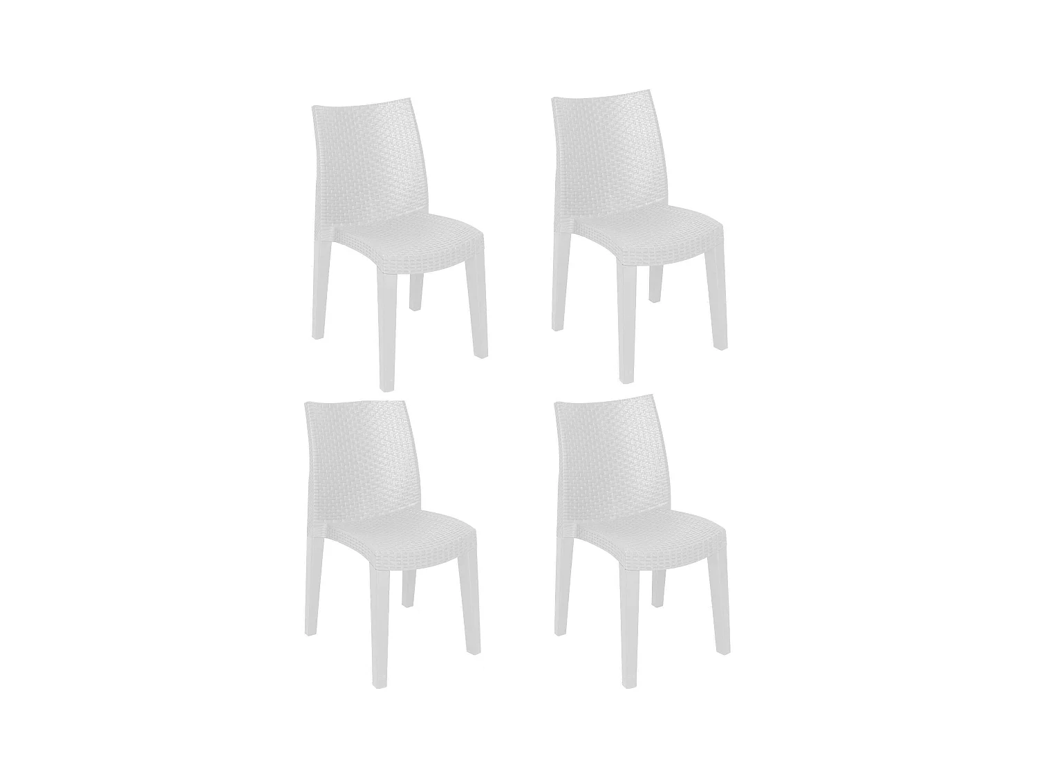 Ensemble de 4 chaises d'extérieur Dmaldin, Sièges de jardin, Chaise de table à manger, Fauteuil d'extérieur effet rotin, 100% Made in Italy, 55x48h86 cm, Blanc