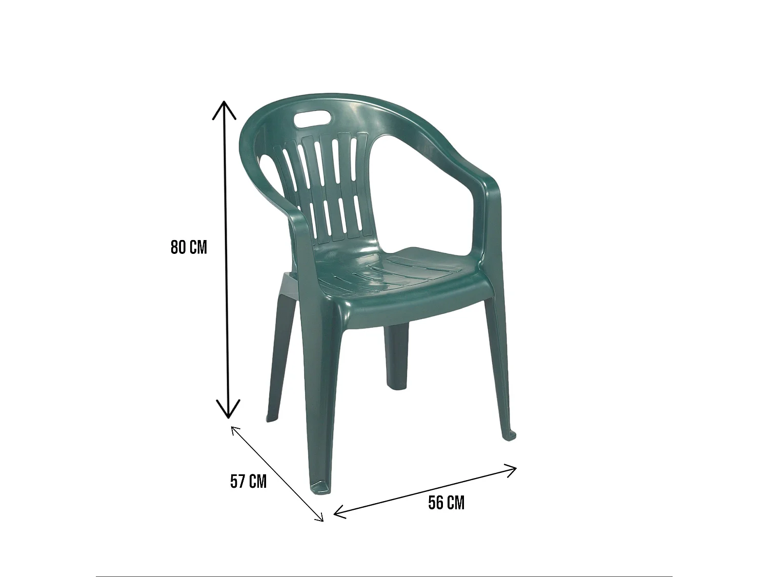 Ensemble de 4 chaises d'extérieur Dmotti, Sièges de jardin, Chaise pour table à manger, Fauteuil d'extérieur, 100% Made in Italy, 56x57h80 cm, Vert