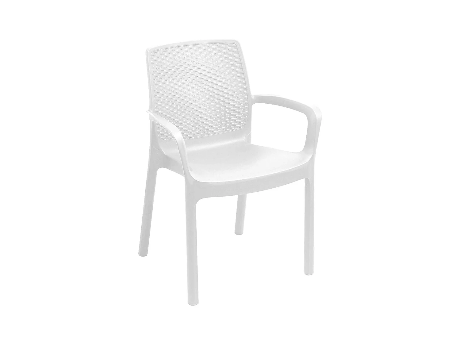 Chaise d'extérieur Damols, Siège de jardin, Chaise pour table à manger, Fauteuil d'extérieur effet rotin, 100% Made in Italy, 54x60h82 cm, Blanc