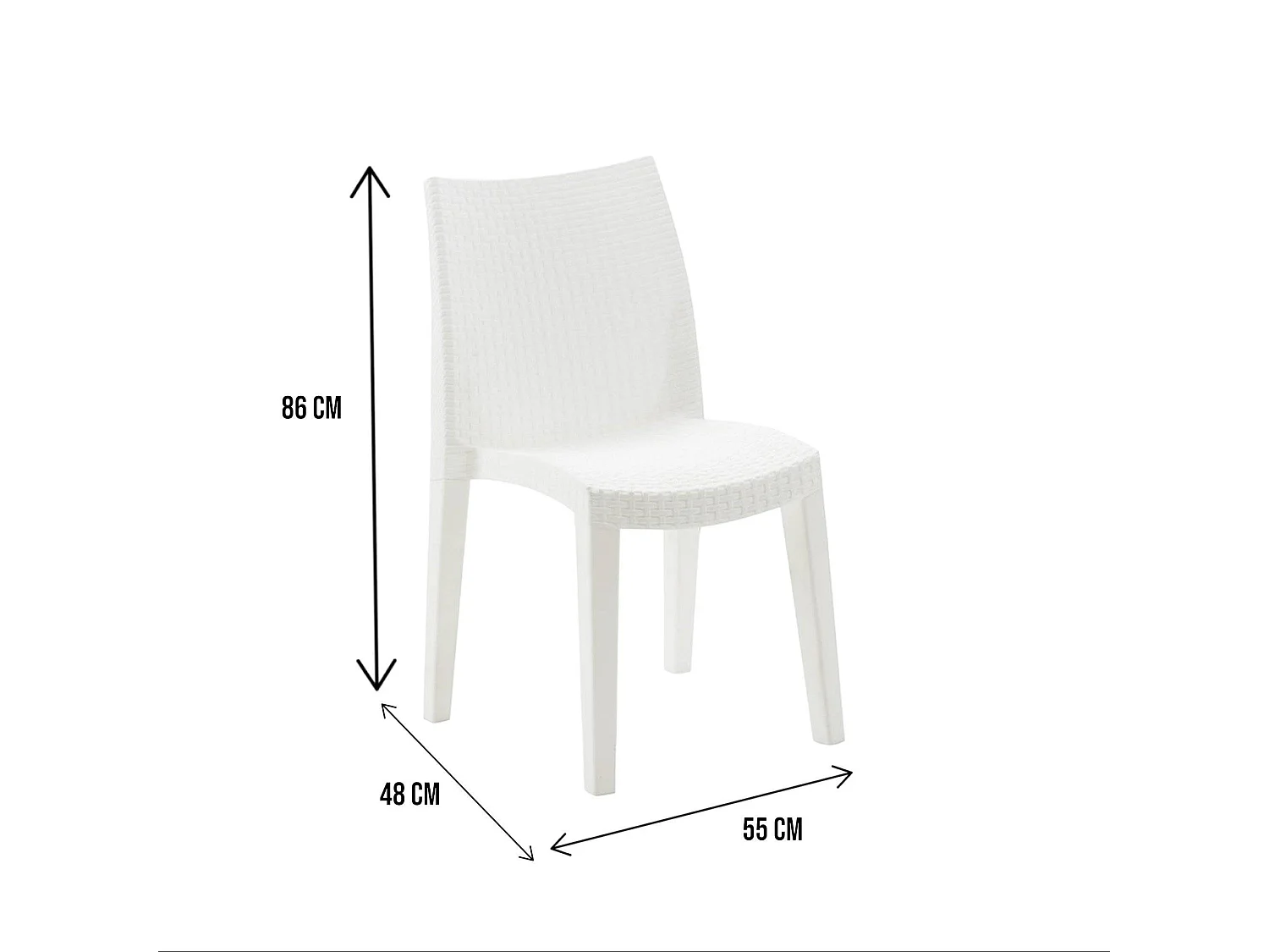 Cadeira ao ar livre Dmondin, Assento de jardim, Cadeira para mesa de jantar, Poltrona ao ar livre com efeito Rattan, 100% Fabricado na Itália, 48x55h86 cm, Branco