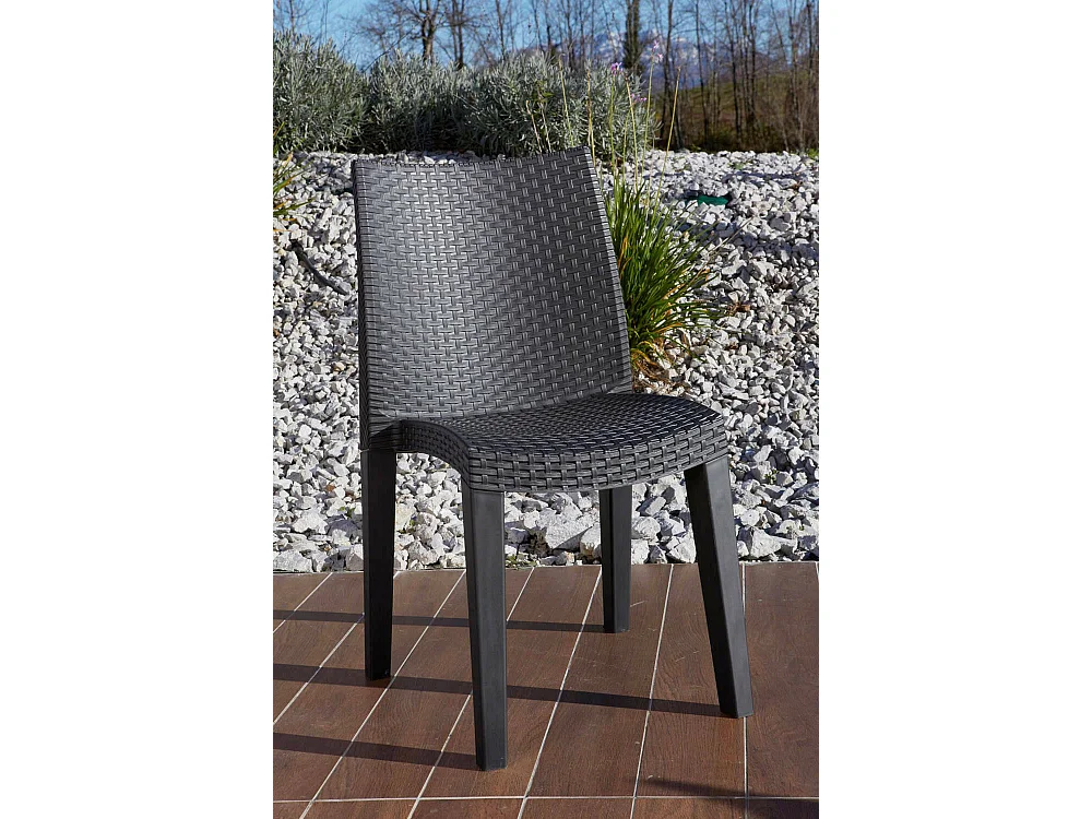 Chaise d'extérieur Dmondin, Siège de jardin, Chaise pour table à manger, Fauteuil d'extérieur effet rotin, 100% Made in Italy, 48x55h86 cm, Anthracite