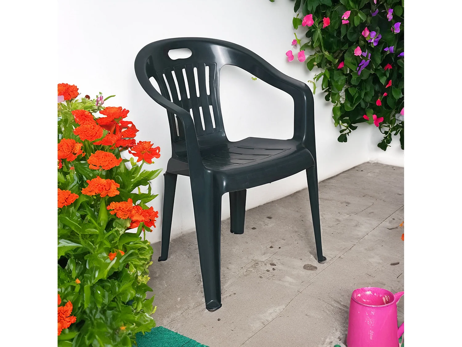 Chaise d'extérieur Bisceglie, Siège de jardin, Chaise pour table à manger, Fauteuil d'extérieur, 100% Made in Italy, 56x55h78 cm, Vert
