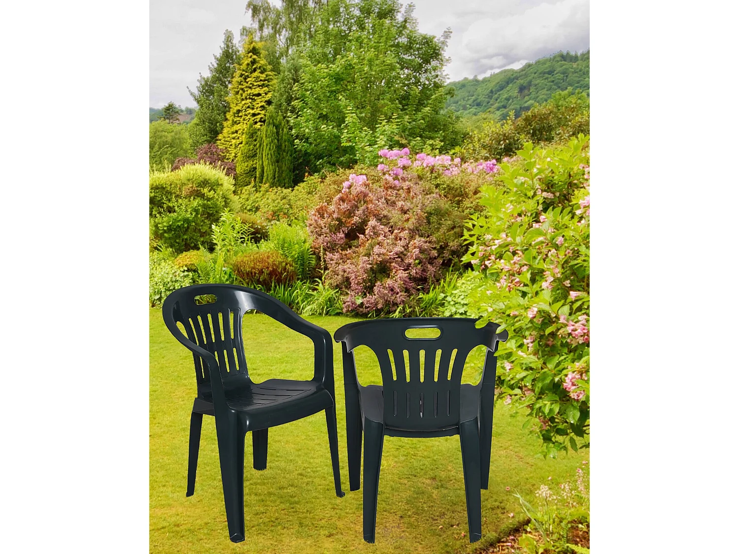 Chaise d'extérieur Bisceglie, Siège de jardin, Chaise pour table à manger, Fauteuil d'extérieur, 100% Made in Italy, 56x55h78 cm, Vert