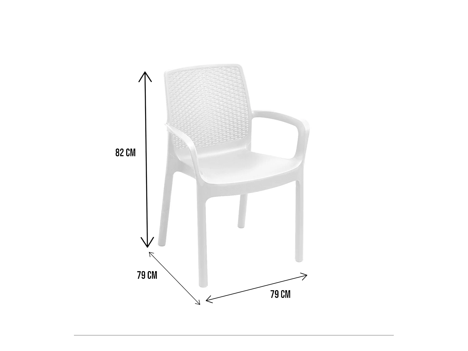 Ensemble de 4 chaises d'extérieur Dnardin, Sièges de jardin, Chaise de table à manger, Fauteuil d'extérieur effet rotin, 100% Made in Italy, 54x60h82 cm, Blanc