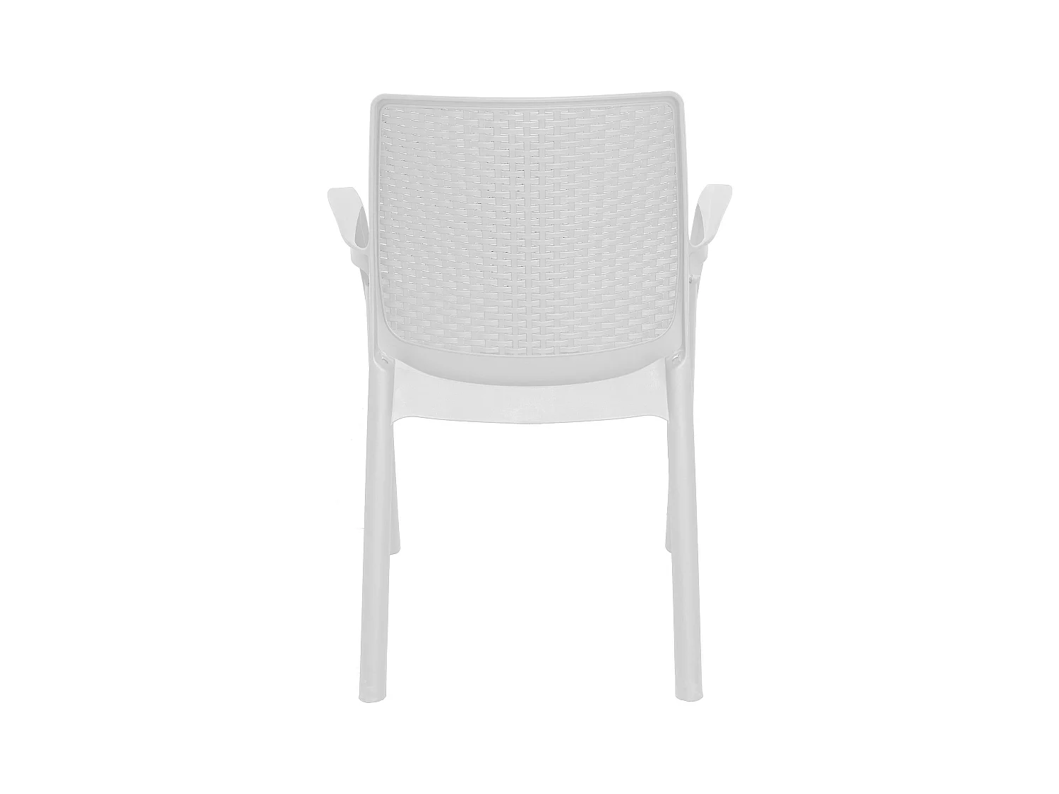 Ensemble de 4 chaises d'extérieur Dnardin, Sièges de jardin, Chaise de table à manger, Fauteuil d'extérieur effet rotin, 100% Made in Italy, 54x60h82 cm, Blanc