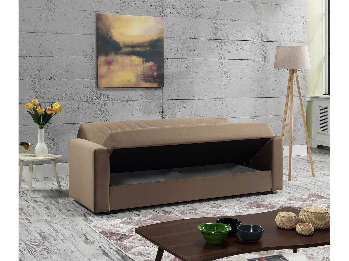 Dmora Divano Letto 3 Posti Jorge 81x214 cm Nero Contenitore Reclinabile, di Apertura Click-clack