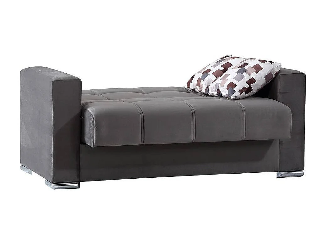 Sofá-cama Manuel, sofá-cama contêiner linear de 2 lugares, Sofá da sala em tecido acolchoado com abertura click-clack, 160x85h91 cm, Cinza
