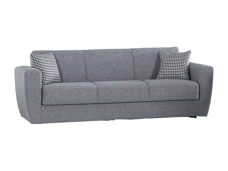 Schlafsofa Escobar, Lineares 3-Sitzer-Container-Schlafsofa, Wohnzimmersofa aus gepolstertem Stoff mit Klick-Klack-Ã–ffnung, 223x84xh80 cm, Grau