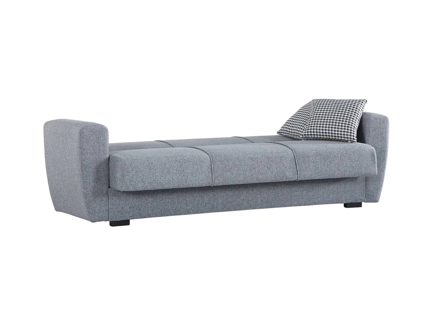 Divano letto Escobar, Divano letto contenitore a 3 posti lineare, Sofà da soggiorno in tessuto imbottito con apertura click-clack, 223x84xh80 cm, Grigio