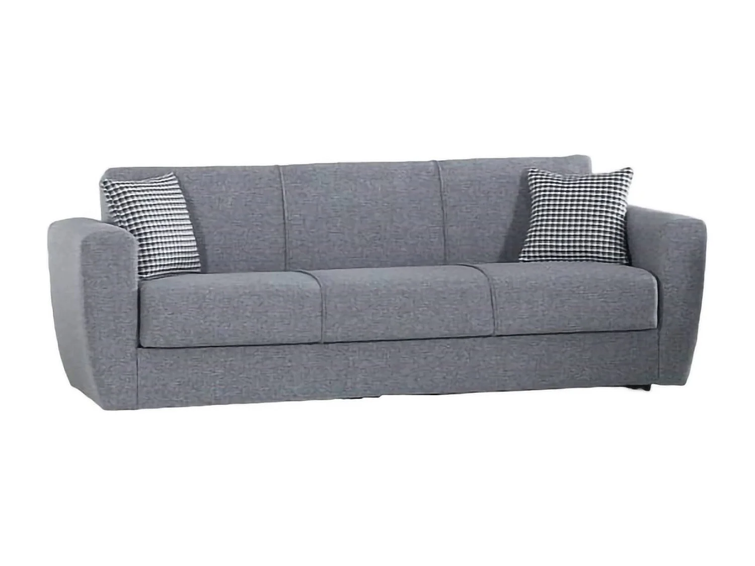 Sofá cama Escobar, Sofá cama contenedor lineal 3 plazas, Sofá de salón en tela acolchada con apertura clic-clac, 223x84xh80 cm, Gris