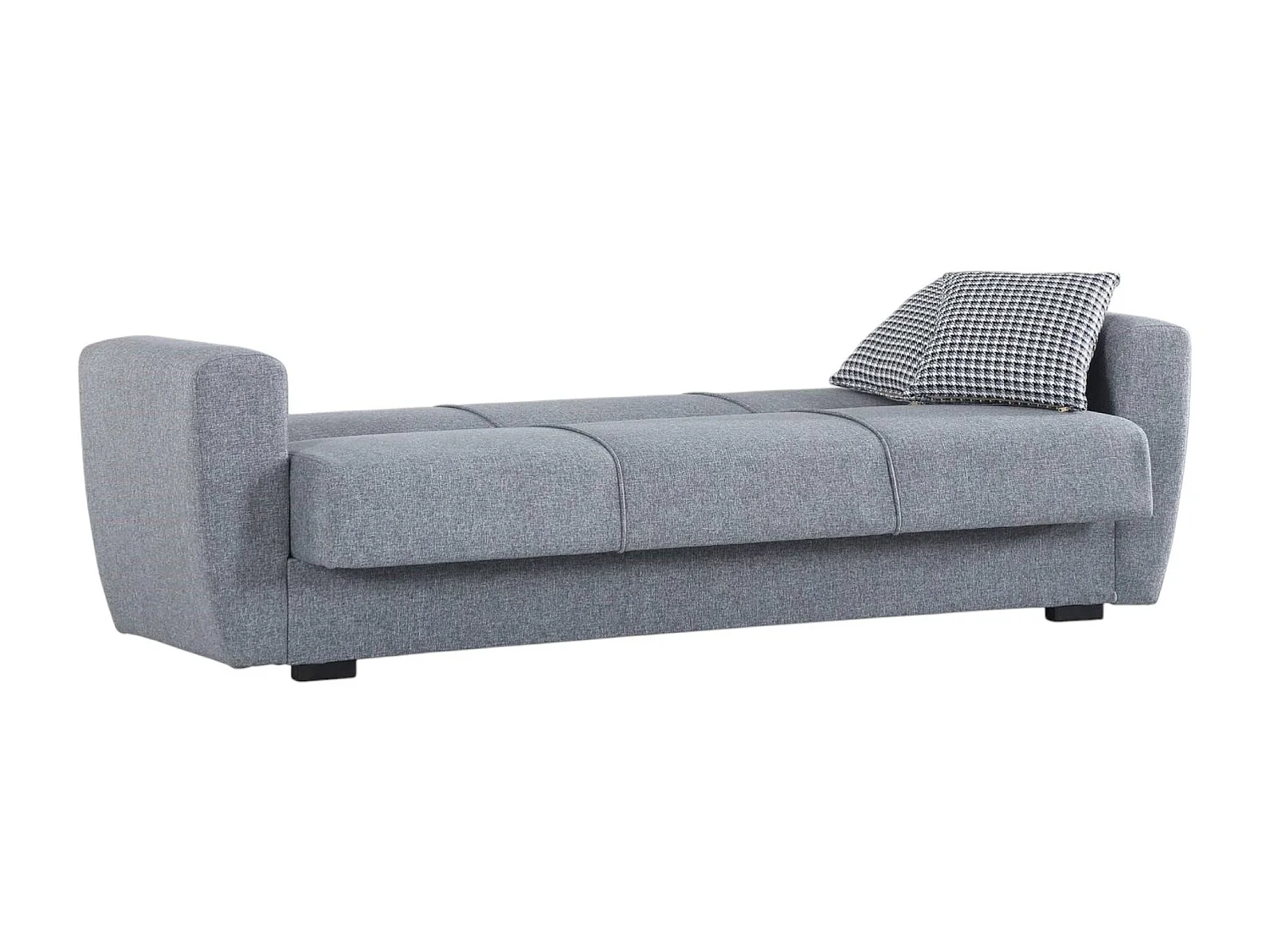 Sofá cama Escobar, Sofá cama contenedor lineal 3 plazas, Sofá de salón en tela acolchada con apertura clic-clac, 223x84xh80 cm, Gris