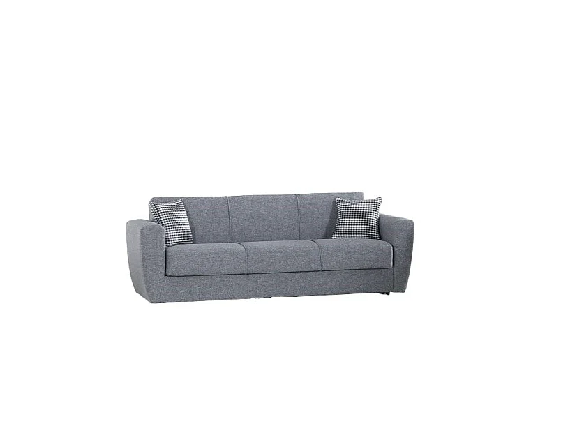 Sofá cama Escobar, Sofá cama contenedor lineal 3 plazas, Sofá de salón en tela acolchada con apertura clic-clac, 223x84xh80 cm, Gris