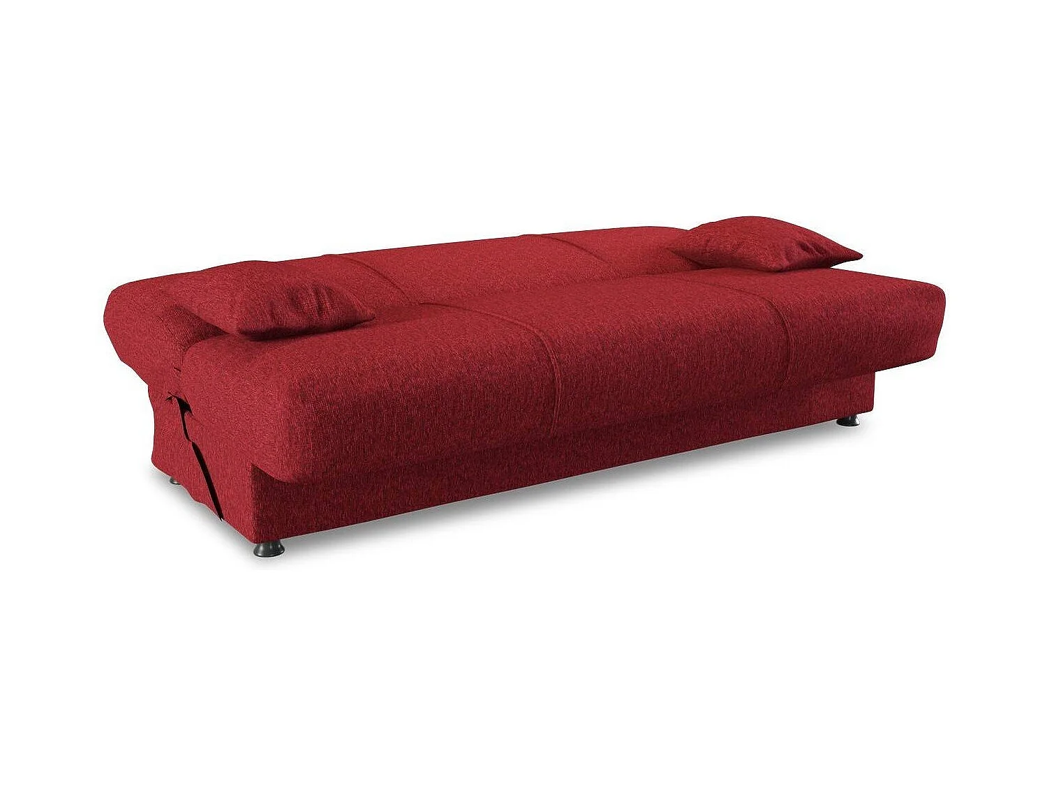Canapé Alvaro, Canapé conteneur 3 places avec 2 coussins inclus, Canapé de salon en tissu rembourré avec ouverture clic-clac, 180x81h90 cm, Rouge