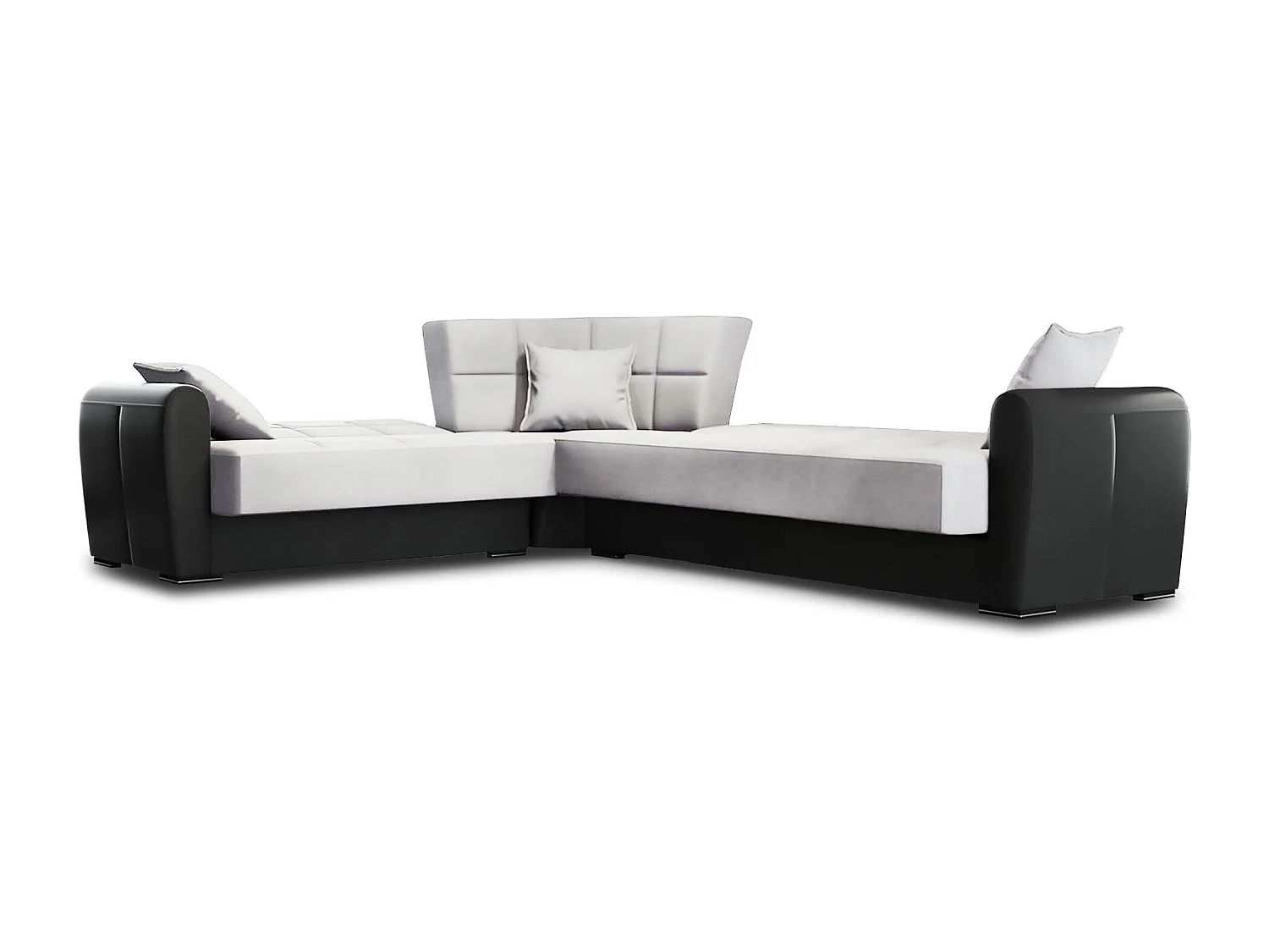 Dmora Divano Letto con Penisola Matias 238x305 cm Nero Contenitore di Apertura Click-clack, Reclinabile