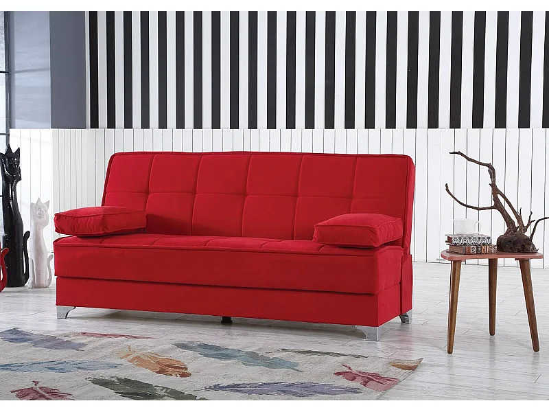 Dmora Driezits Slaapbank Carlos 87x190 cm Zwart Opbergruimte, Click-clack Open, Verstelbaar