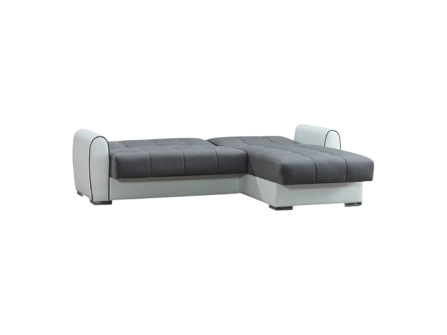 Canapé d'angle réversible convertible clic-clac 4 places en cuir gris JESUS