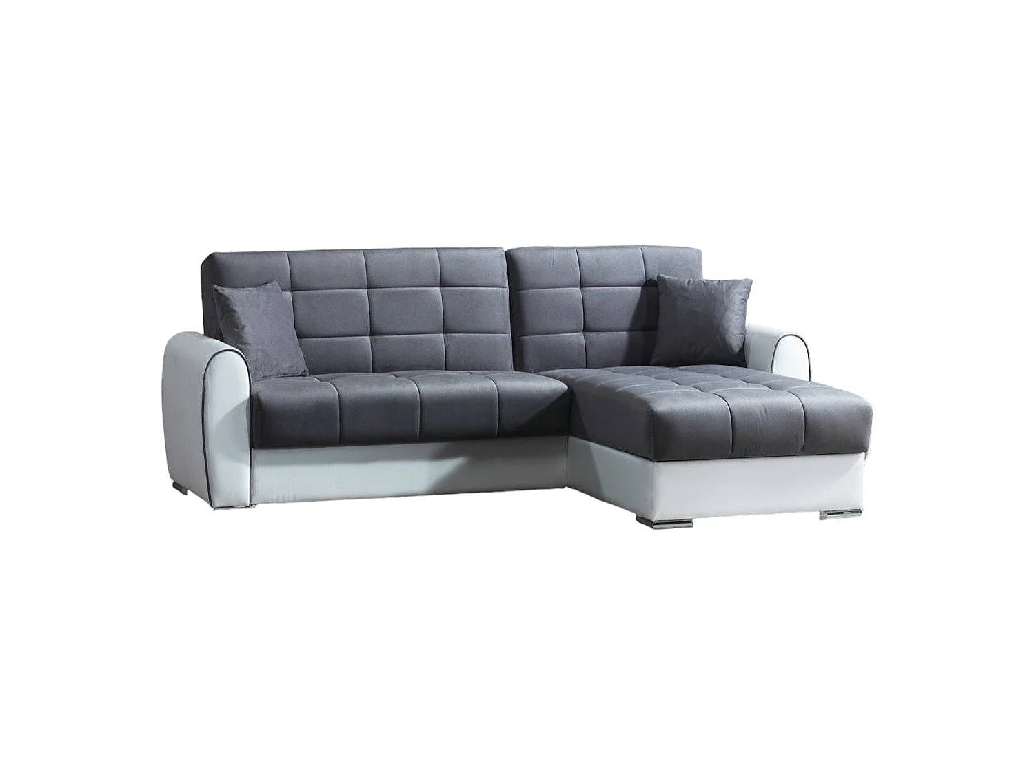Canapé d'angle réversible convertible clic-clac 4 places en cuir gris JESUS