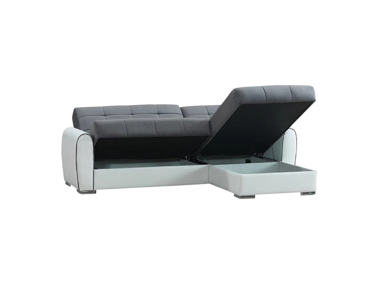 Canapé d'angle réversible convertible clic-clac 4 places en cuir gris JESUS