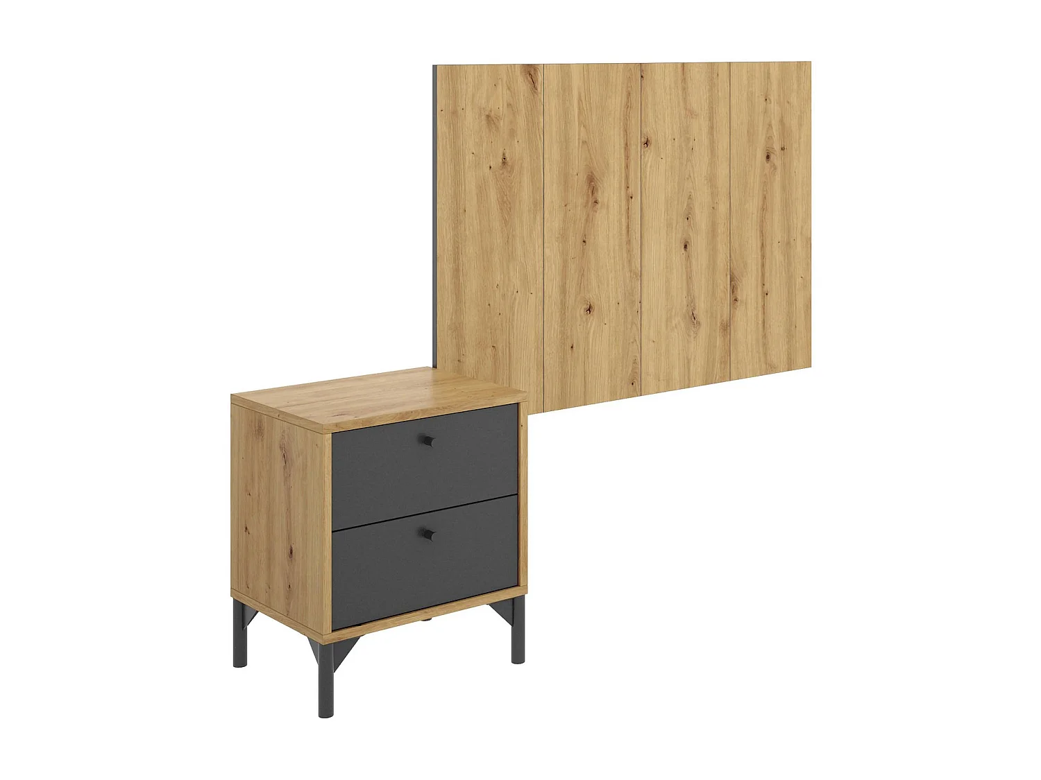 Dmora Testiera Letto Colombine 3x99 cm Nero Antracite Singolo Colore Struttura Marrone