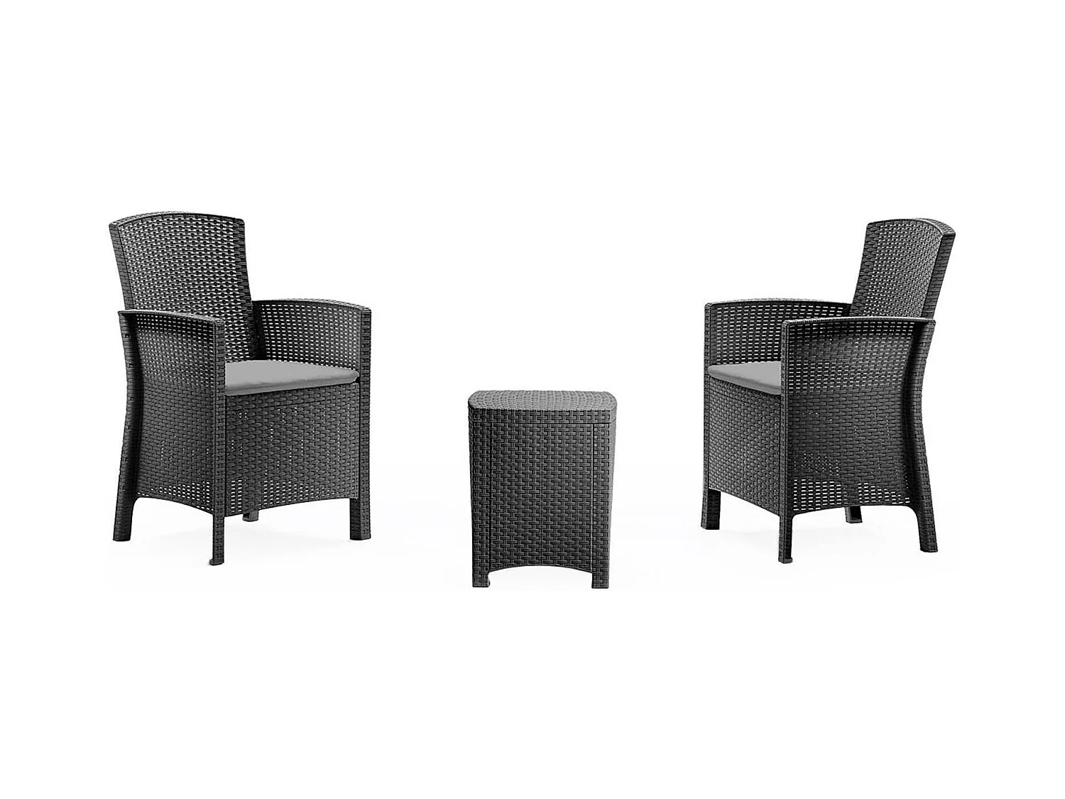 Ensemble de salon d'extérieur Jupiter, Ensemble de jardin avec coussins, Ensemble de salon d'intérieur effet rotin, 100% Made in Italy, Anthracite