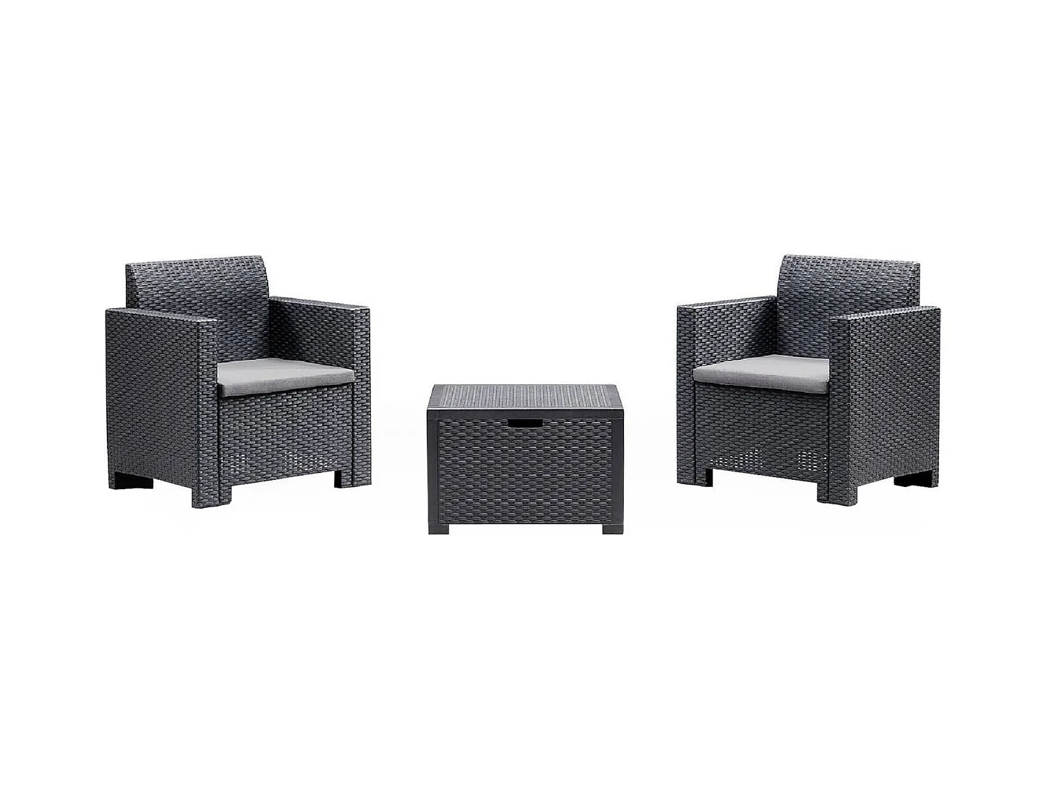 Ensemble de salon d'extérieur Neptune, Ensemble de jardin avec coussins, Ensemble de salon d'intérieur effet rotin, 100% Made in Italy, Anthracite