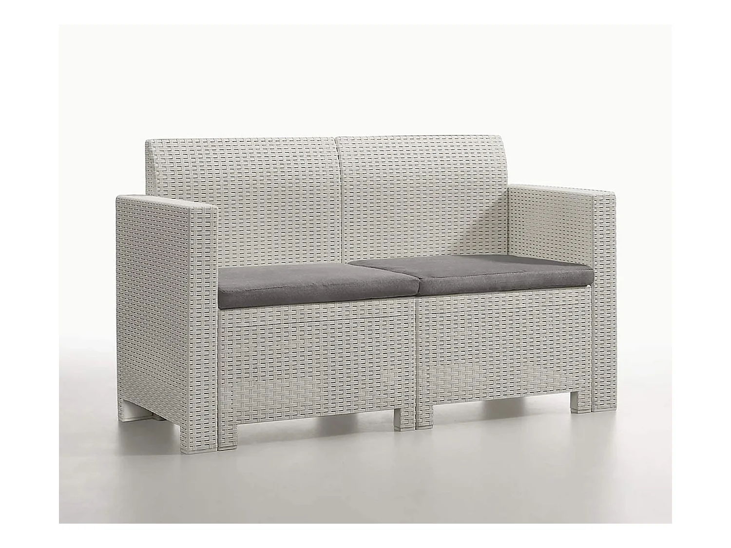 Venere loungeset voor buiten, Tuinset met kussens, Loungeset voor binnen en buiten met rotaneffect, 100% Made in Italy, Wit