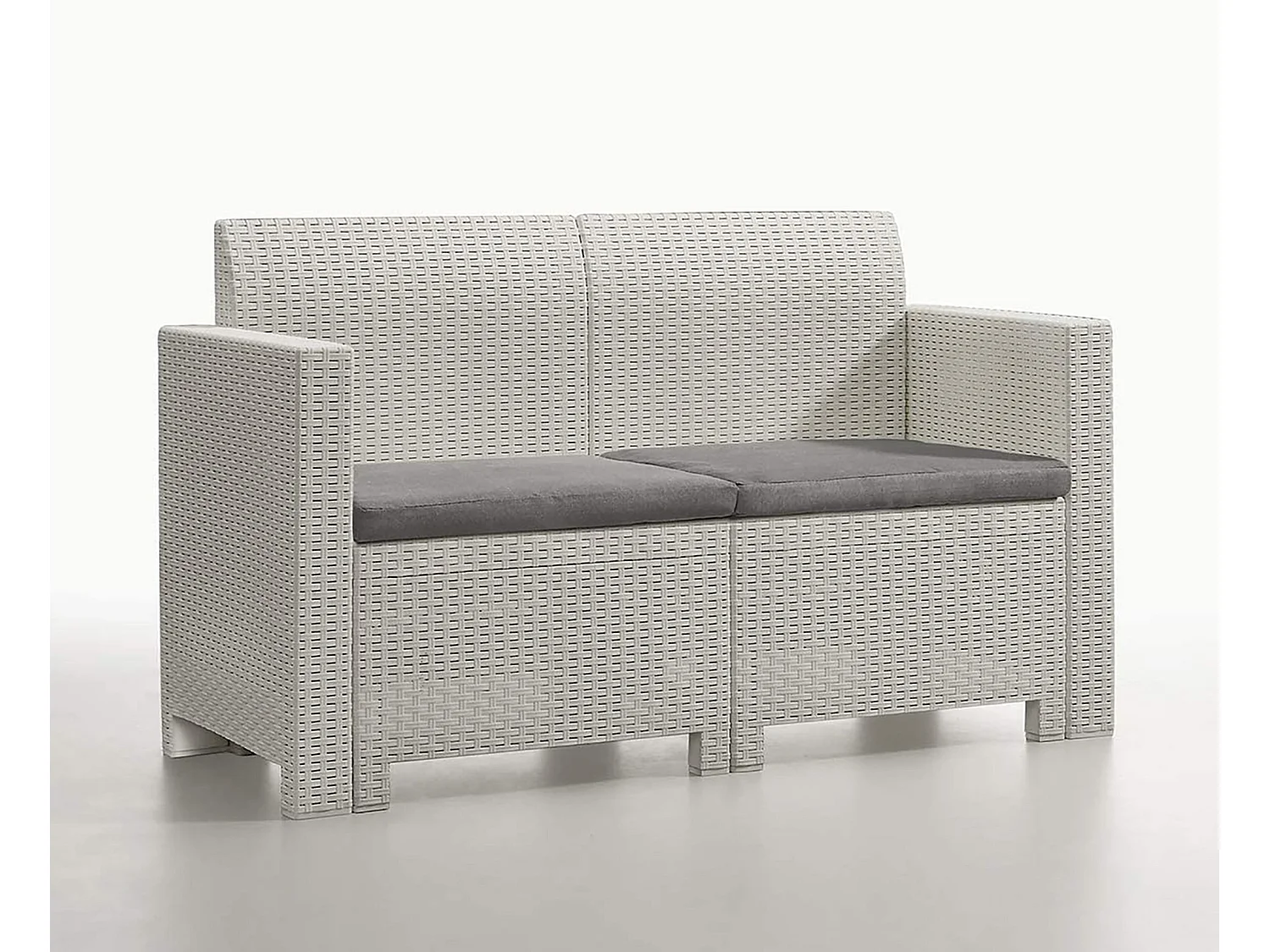 Ensemble de salon d'extérieur Venere, Salon de jardin avec coussins, Salon d'intérieur effet rotin, 100% Made in Italy, Blanc