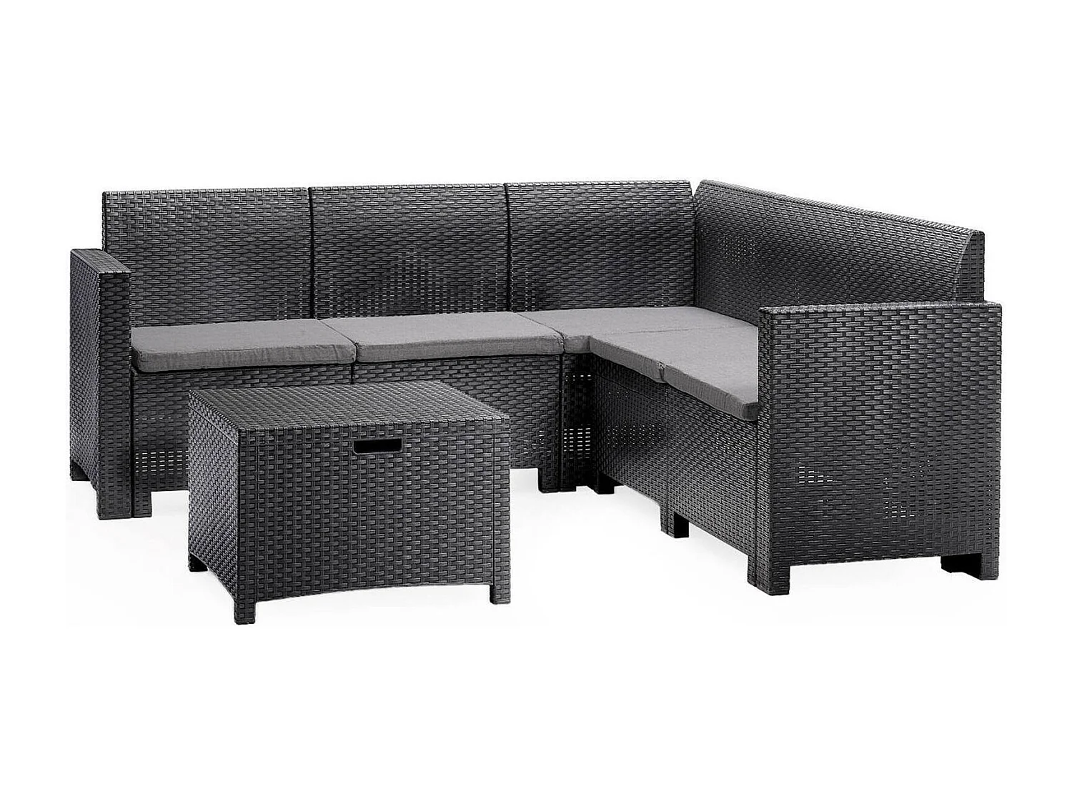 Eris buitenloungeset, Tuinset met kussens, Loungeset voor binnen en buiten met rotaneffect, 100% Made in Italy, Antraciet