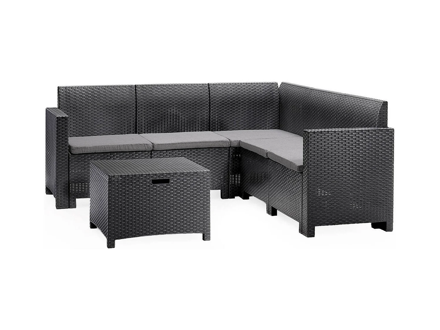 Ensemble de salon d'extérieur Eris, Ensemble de jardin avec coussins, Ensemble de salon d'intérieur effet rotin, 100% Made in Italy, Anthracite