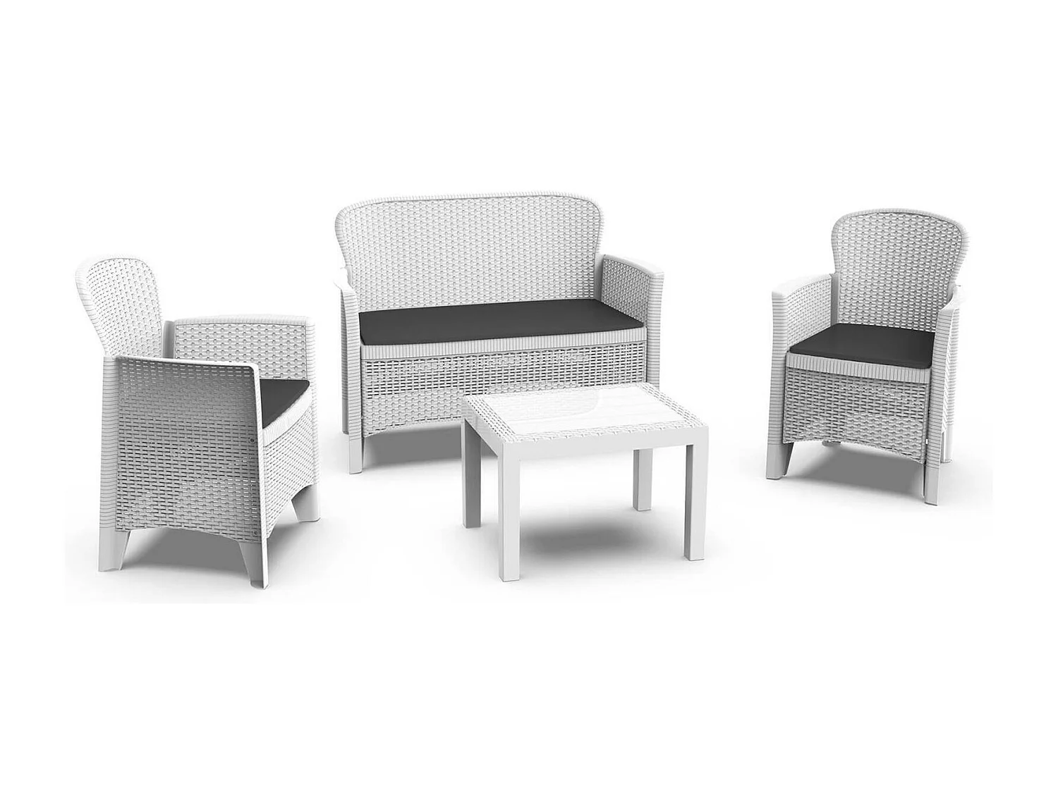 Dmora Outdoor Set Ostuni Wit 4 Zitplaatsen, Tafel, Waterdicht, Waterafstotend, Made in Italy