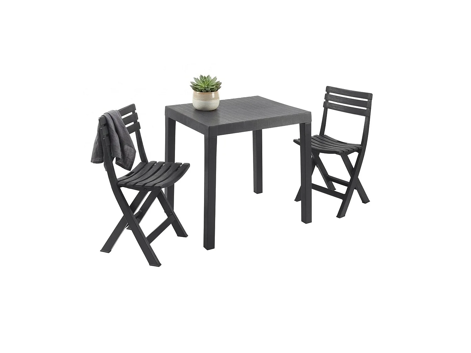 Set Salotto da Esterno Altar, 2 Posti Made in Italy, Nero Antracite, Salottino Outdoor