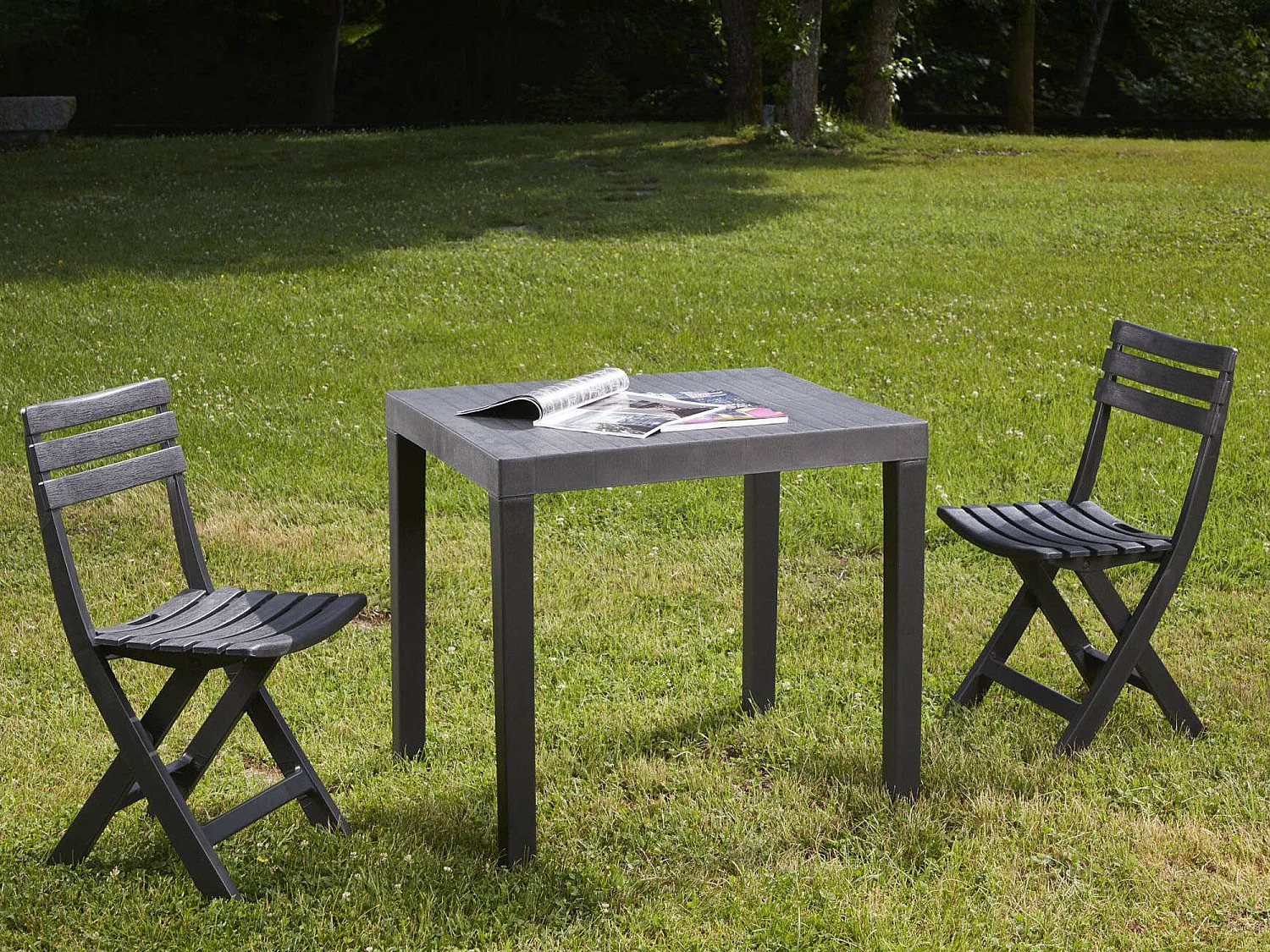 Set Salotto da Esterno Altar, 2 Posti Made in Italy, Nero Antracite, Salottino Outdoor