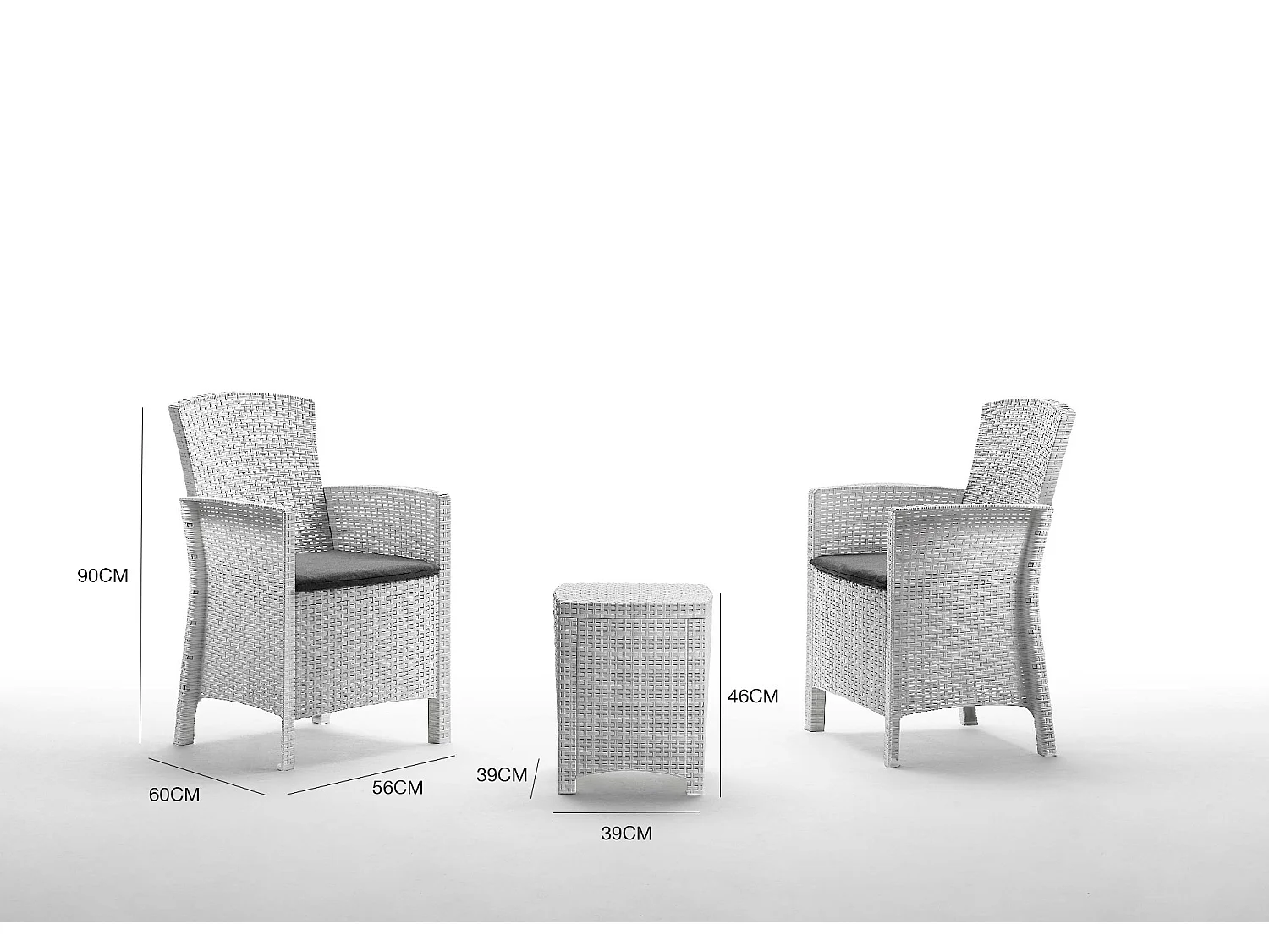 Ensemble de salon d'extérieur Jupiter, Ensemble de jardin avec coussins, Ensemble de salon d'intérieur effet rotin, 100% Made in Italy, Blanc