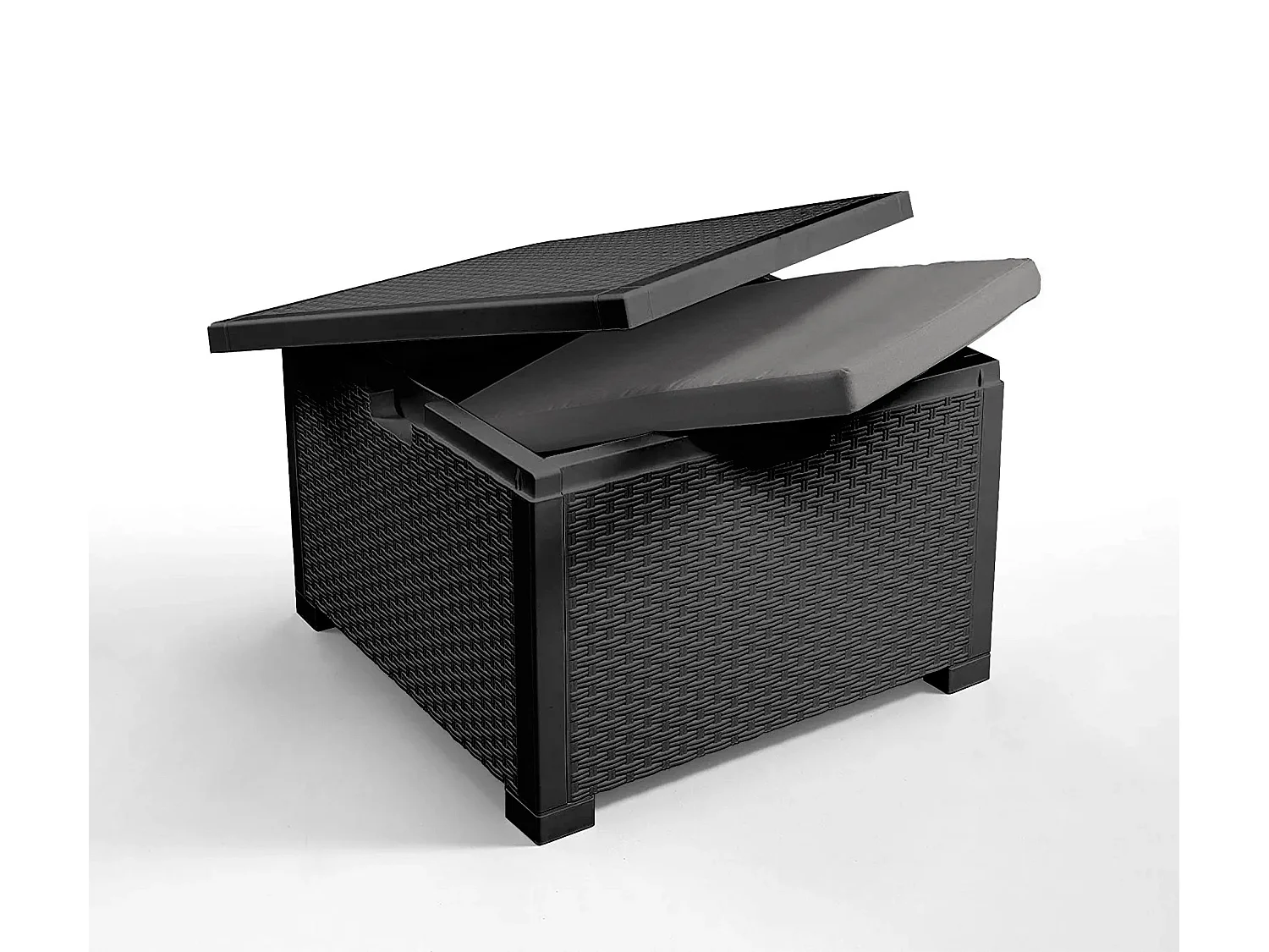 Ensemble de salon d'extérieur Dkrajn, Ensemble de jardin avec coussins, Ensemble de salon d'intérieur effet rotin, 100% Made in Italy, Anthracite