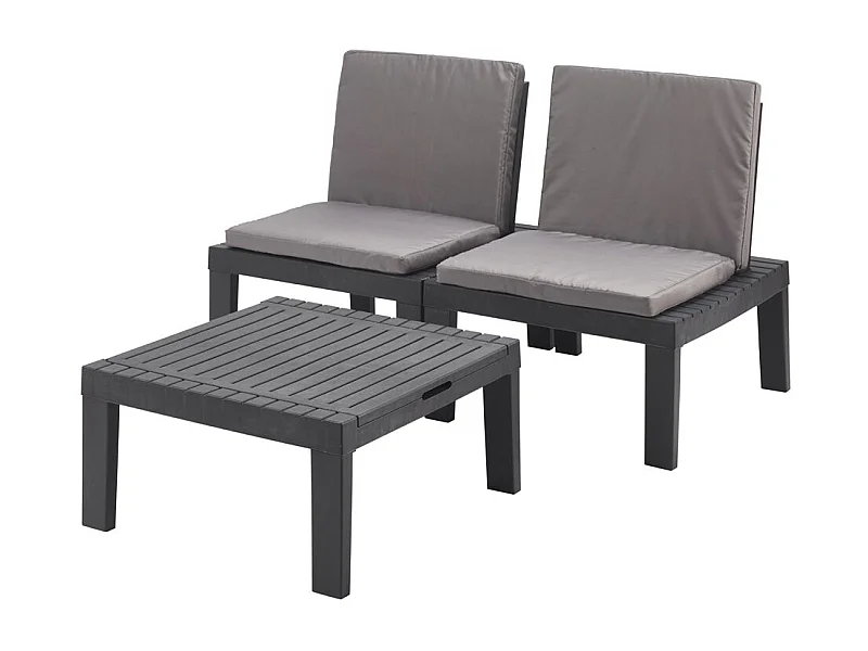 Set Salotto da Esterno Aixela, 2 Posti Made in Italy, Nero Antracite, Salottino Outdoor