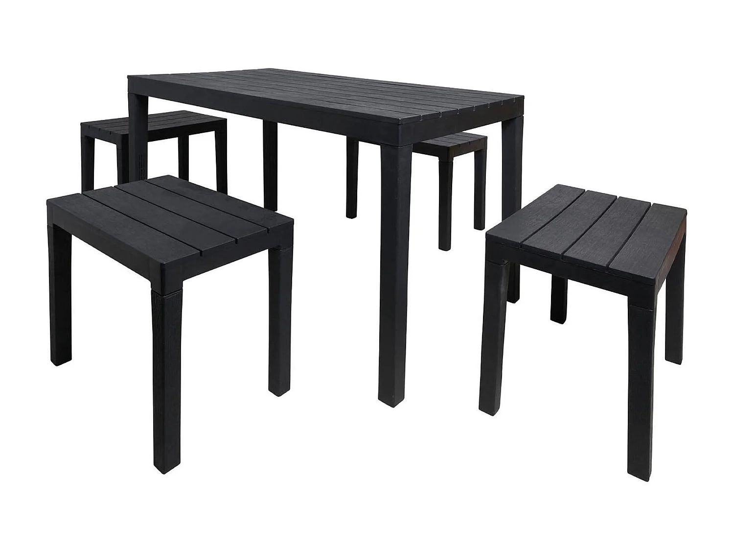 Outdoor-Lounge-Set Dmascar, Gartenset mit 1 rechteckigem Tisch und 4 Bänken, Picknickset für drinnen und drauÃŸen, 100 % Made in Italy, Anthrazit