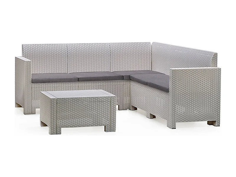 Eris buitenloungeset, Tuinset met kussens, Loungeset voor binnen en buiten met rotaneffect, 100% Made in Italy, Wit