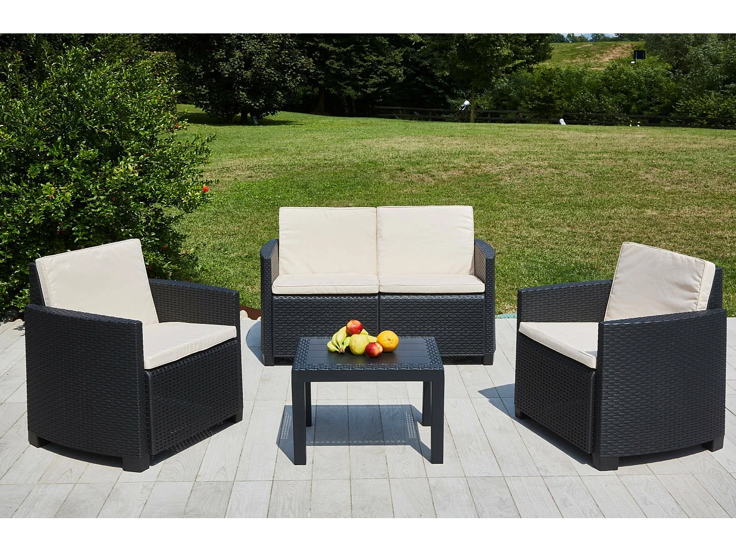 Dmora - Set salotto da esterno Arabesk, 100% Made in Italy, Antracite