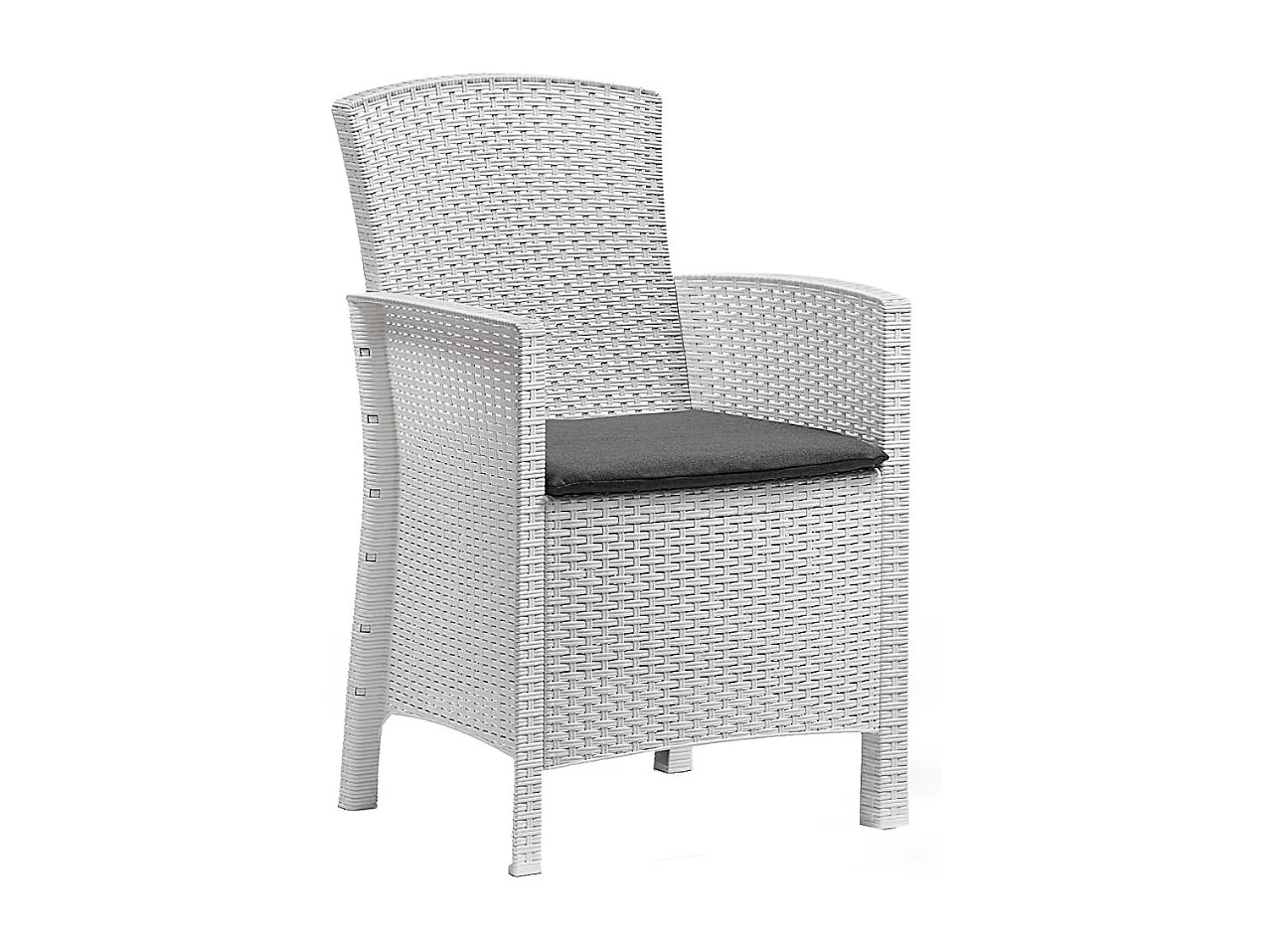 Ensemble de salon d'extérieur Nettuno, Ensemble de jardin avec coussins, Ensemble de salon d'intérieur effet rotin, 100% Made in Italy, Blanc