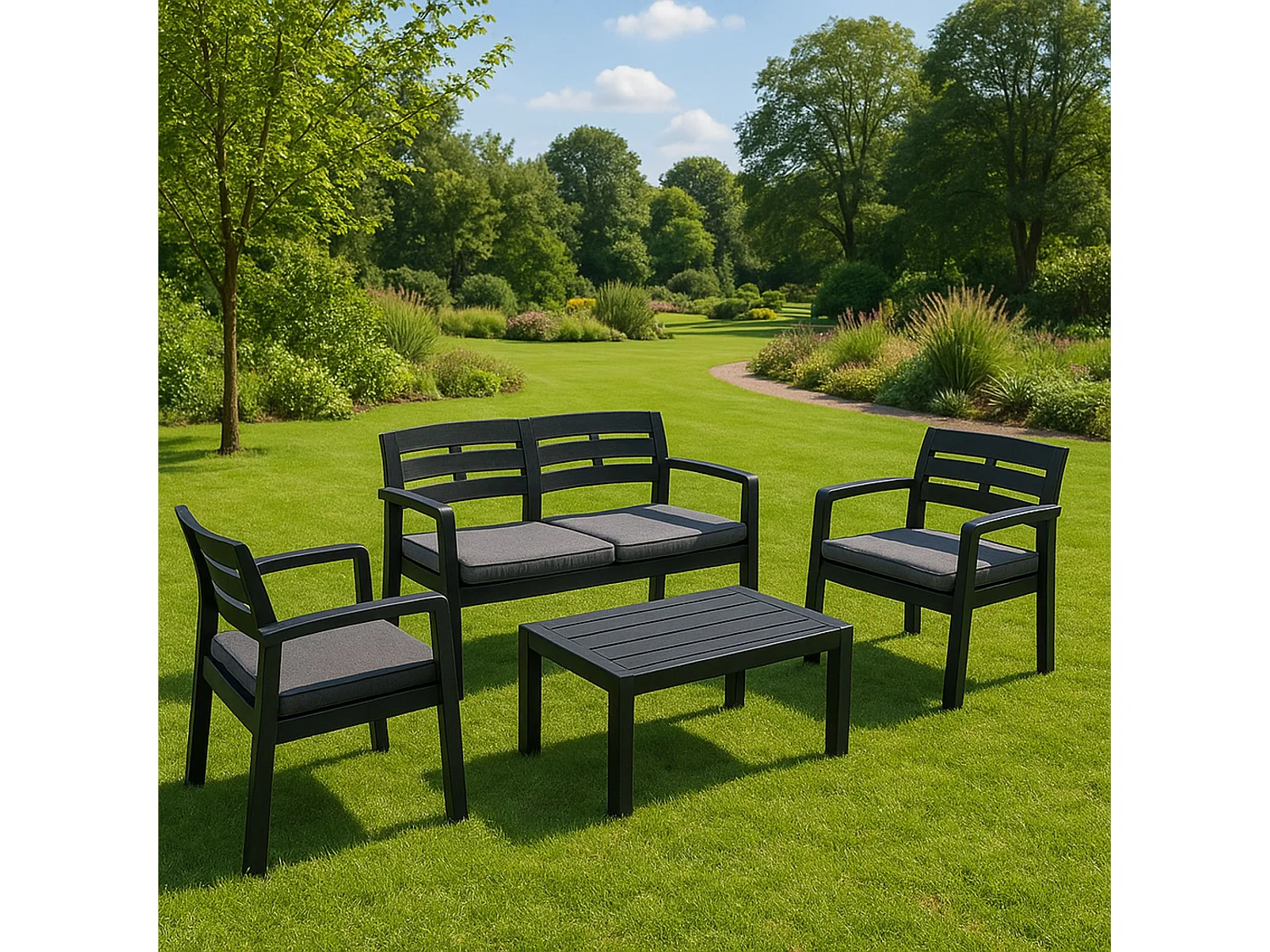 Dmora - Set salotto da esterno Arti, 100% Made in Italy, Antracite