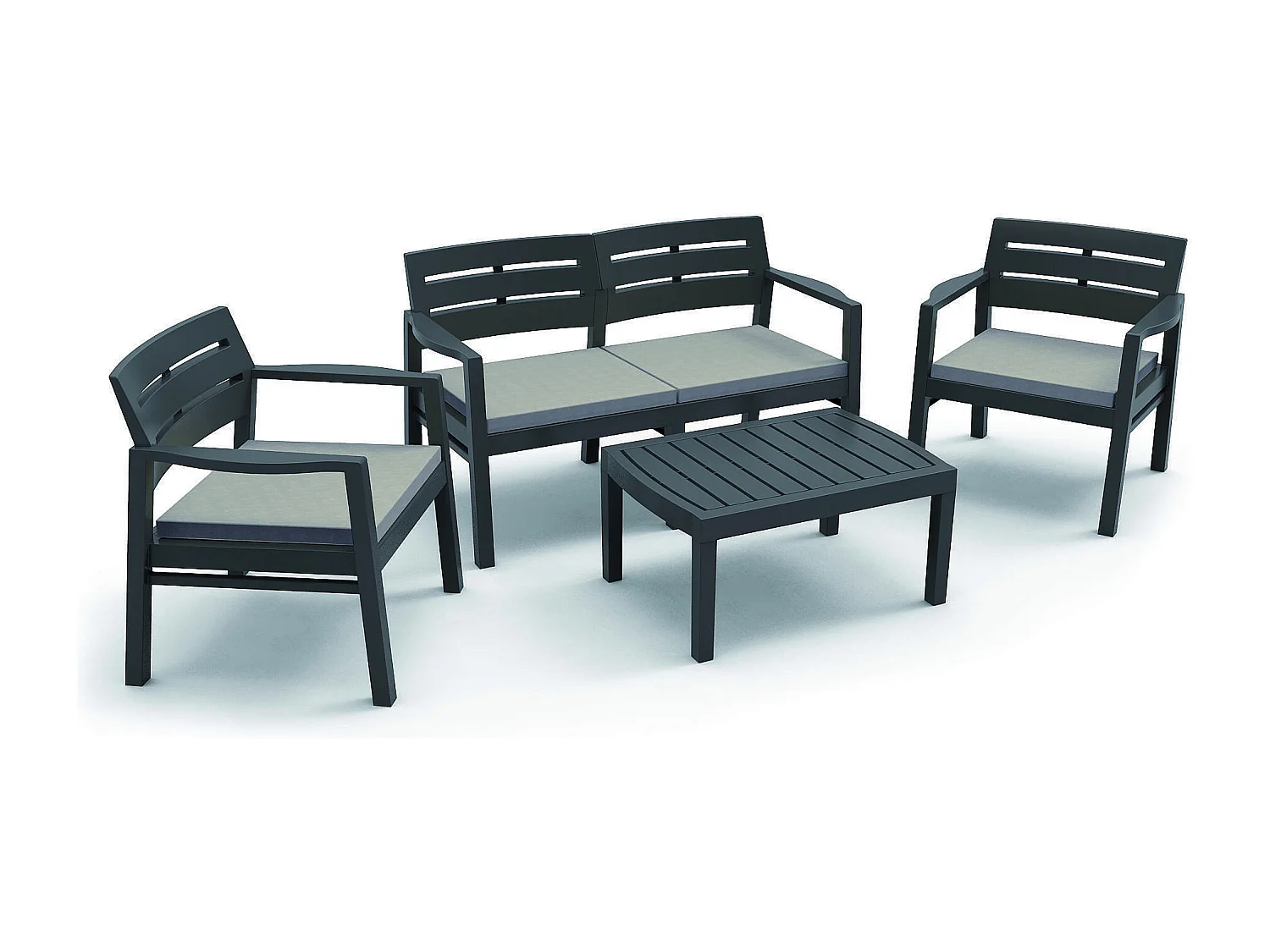 Dmora - Set salotto da esterno Arti, 100% Made in Italy, Antracite