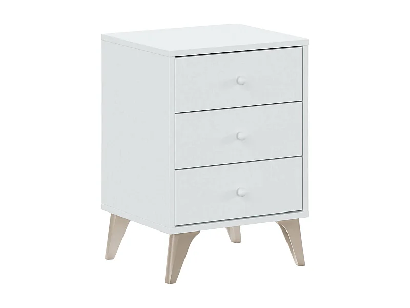 Mesa de cabeceira Dmayora, mesa de cabeceira com 3 gavetas, Mesa de cabeceira, 40x34h56 cm, Branco e Carvalho